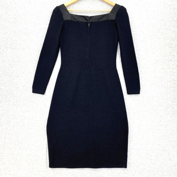 St John Dress Womens 4 Maria Gray Black Santana Knit Evening Formal Sexy - Picture 4 of 12